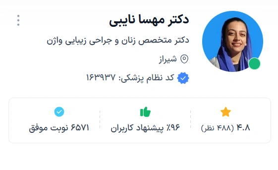 دکتر مهسا نایبی شیراز از بهترین دکتر جراح زیبایی زنان در شیراز
